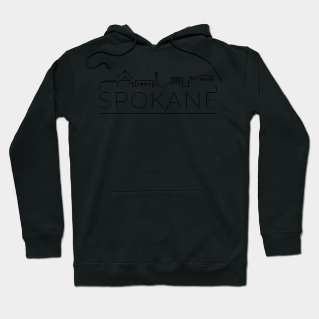 City of Spokane Cityscape Line Art Hoodie by SkySlate